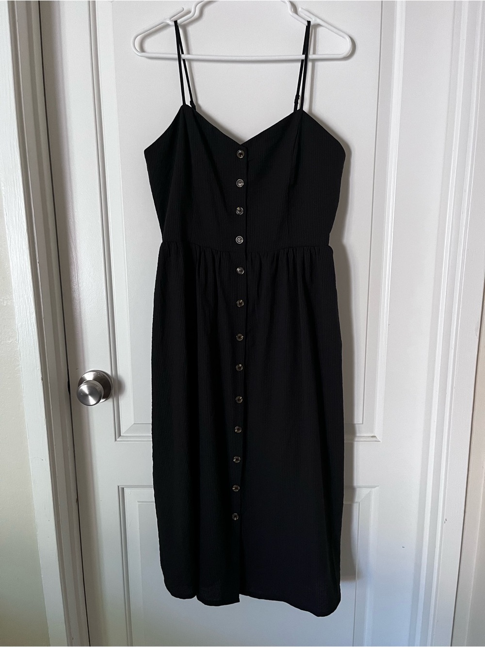 H&M Classic Black Button-Front Midi Dress